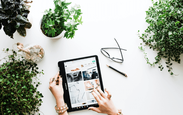 Person looking at a store's website on a tablet