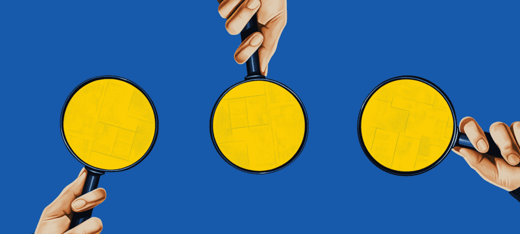 Yellow microscopes on blue background