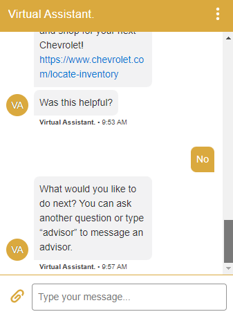 exemplo de chatbot chevrolet