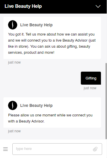 exemplo de chatbot sephora