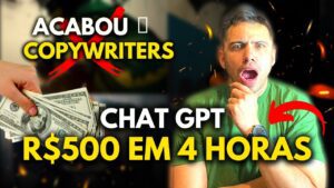 Como ganhar 500 reais em 4 horas utilizando o Chat GPT – uma nova oportunidade para ganhar dinheiro de forma rápida e inovadora! Chega de depender apenas de trabalhos de copywriting!