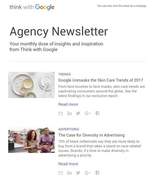 Newsletter da agência - Insights e inspiração do Think With Google 