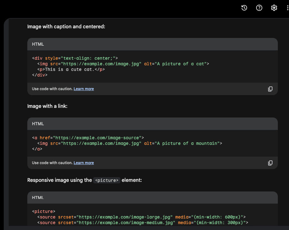 Google bardo gerando codificação para imagens