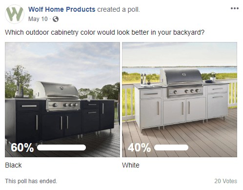 engajamento de enquete do facebook