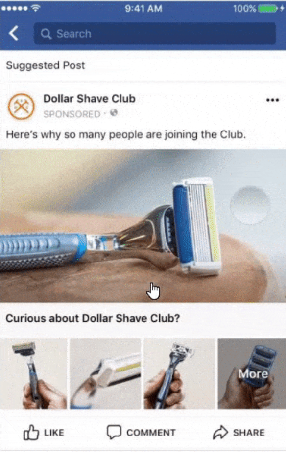 Anúncio do Facebook do Dollar Shave Club