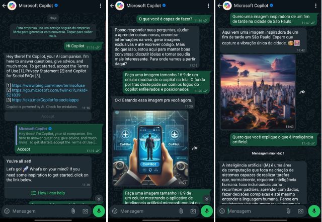 IA Microsoft Copilot está disponível no WhatsApp