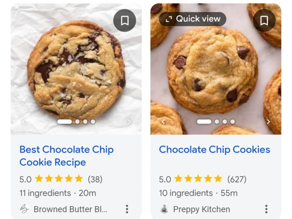 Novo recurso nas buscas do Google permite visualizar receitas rapidamente