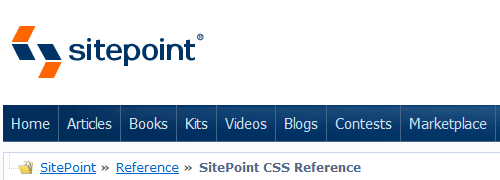 Referência do SitePoint CSS - Tiro de tela.