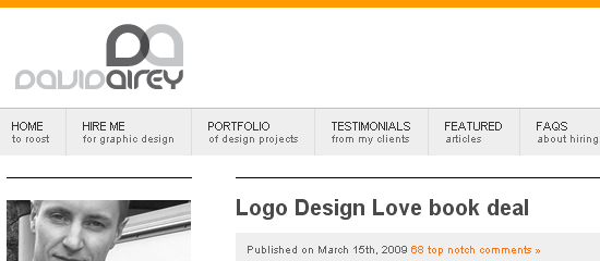 David Airey: categoria de design de logotipo - tiro de tela.