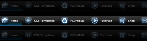 Navegação CSS com ícones brilhantes