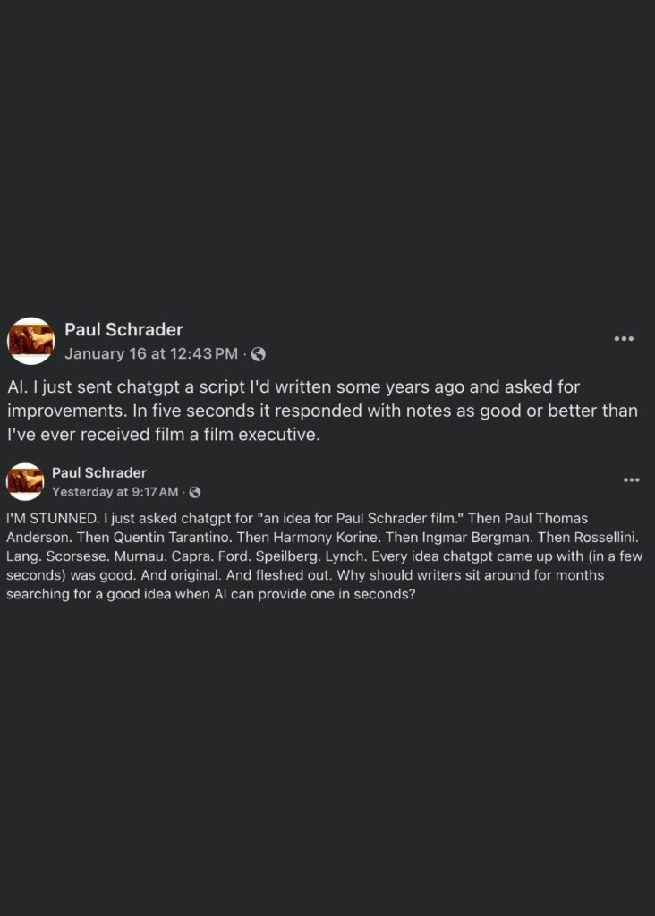 Raging Bull, escritor de Taxi Driver elogia IA -