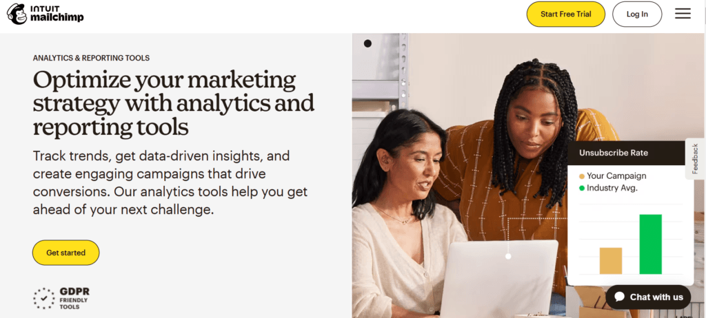 Ferramenta de análise de marketing de email do MailChimp