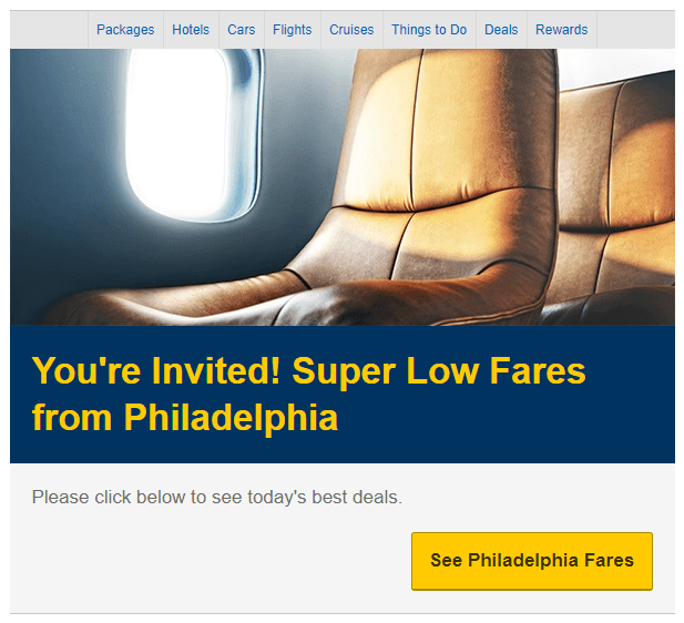 Conteúdo dinâmico da Expedia