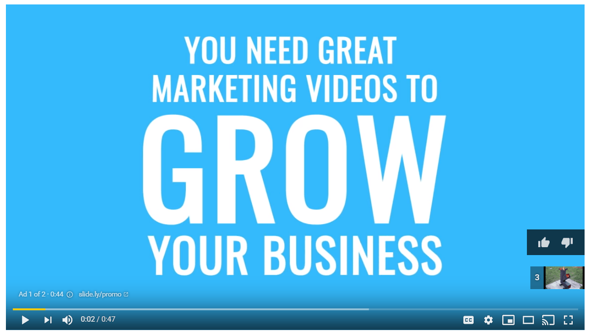 Exemplo do PPC do YouTube