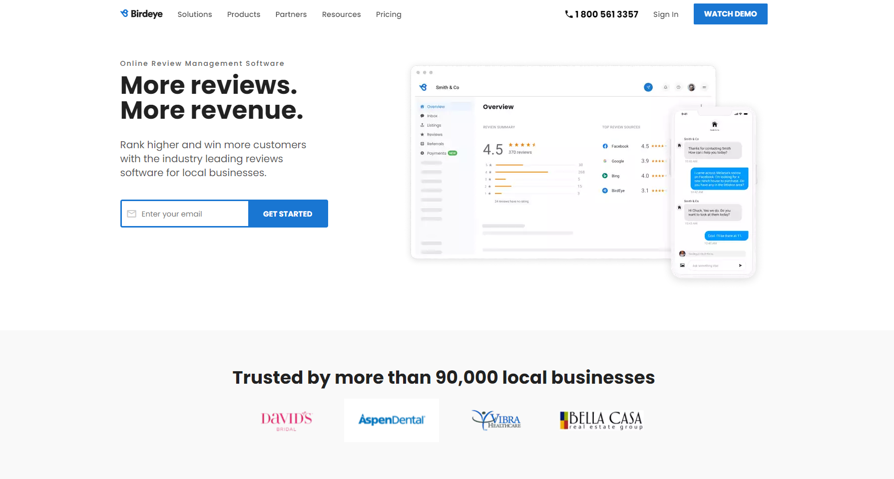 Captura de tela do site BirdEye
