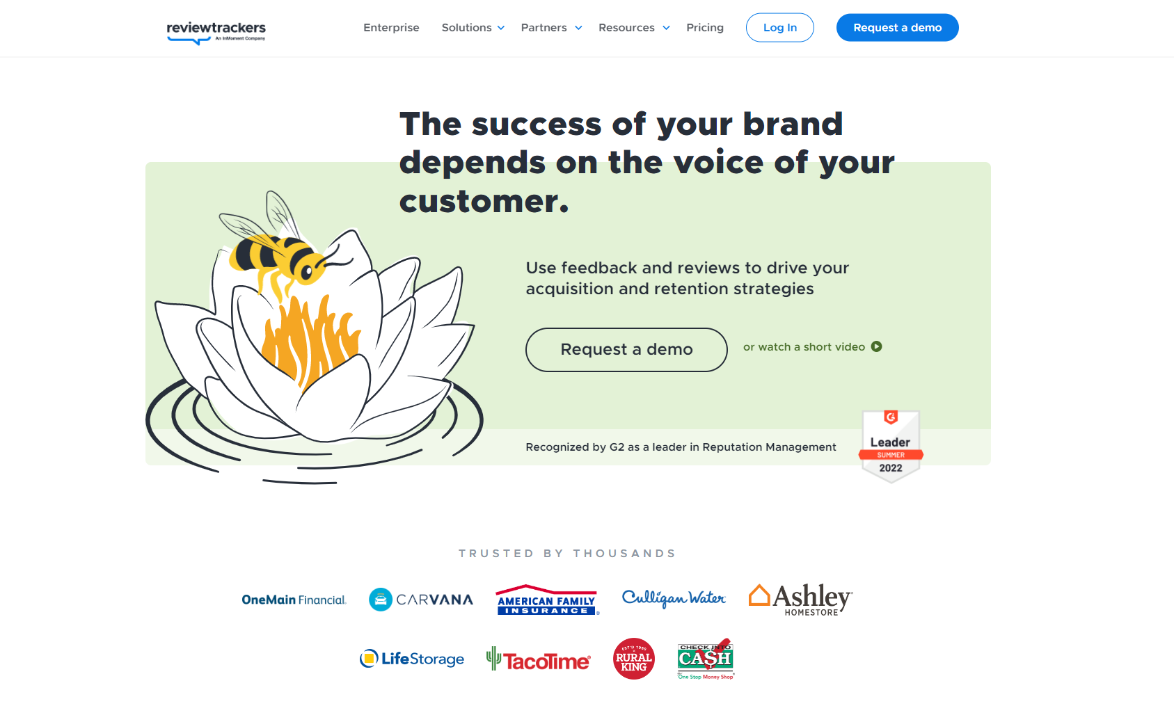 Captura de tela do site ReviewTrackers