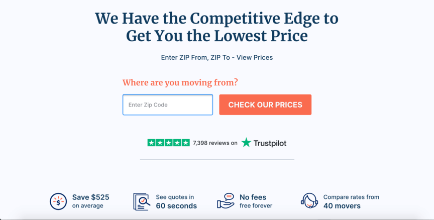 Exemplo de uma página de destino com uma chamada de ação (CTA)