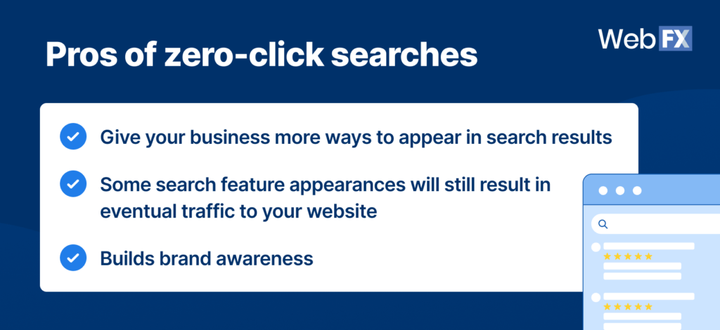 Prós de zero clique em pesquisas