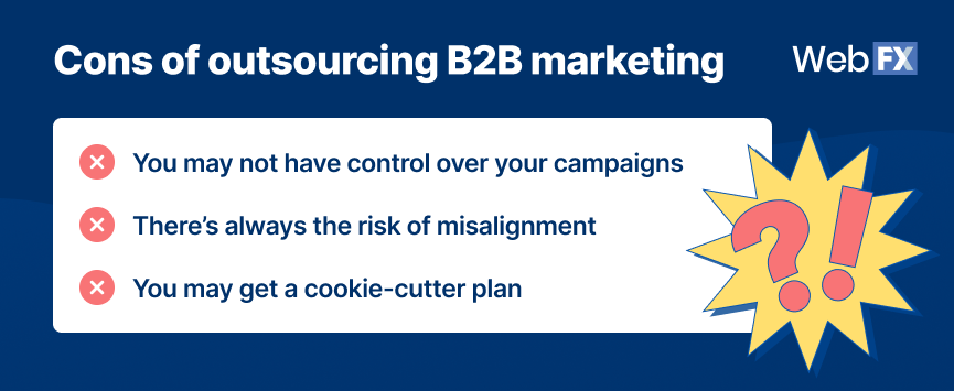 Lista de contras da terceirização de marketing B2B