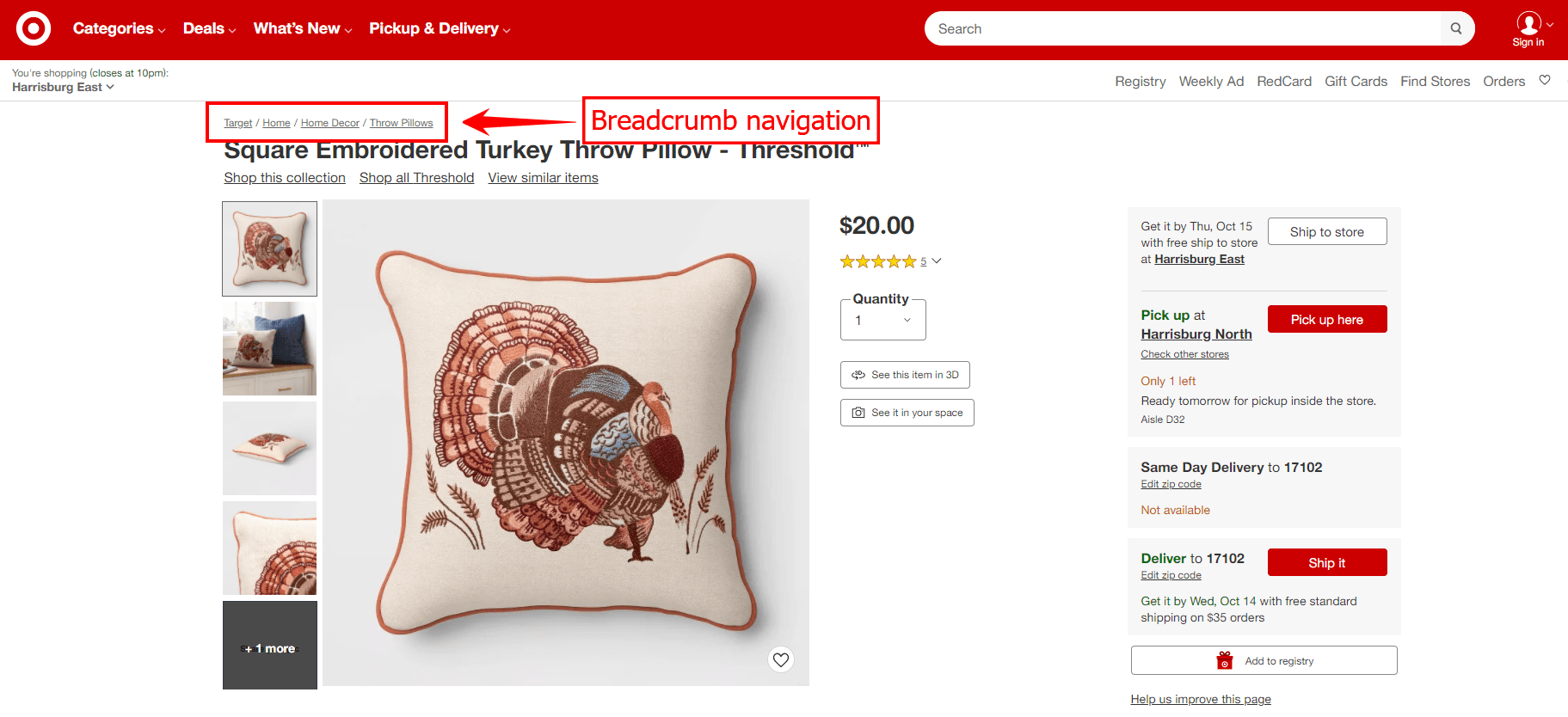 Navigação de pão de pão de alvo