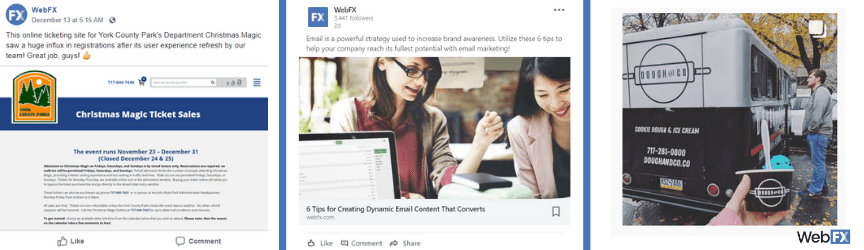 Um exemplo de marketing digital personalizado da Webfx