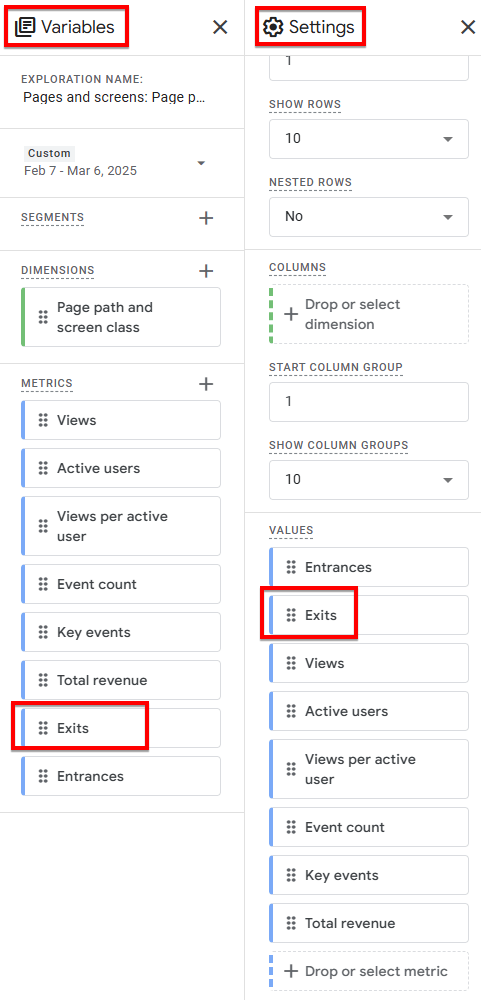 EXTILIZADAS DE VARIÁBRAS DE EXPLORAÇÃO GA4
