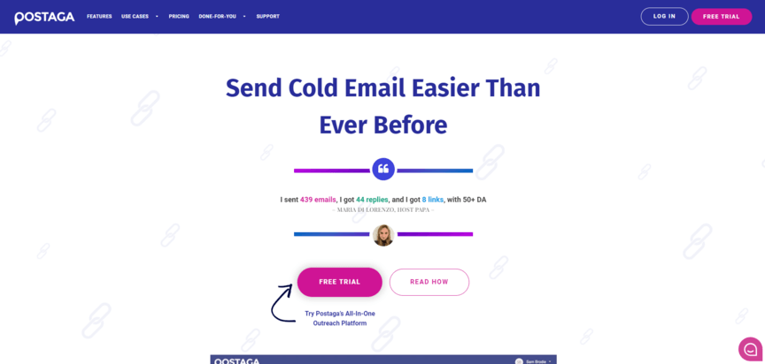 Página inicial do site Postaga