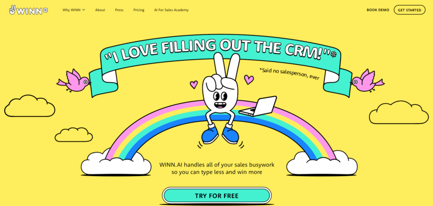Página inicial do site Winn.ai