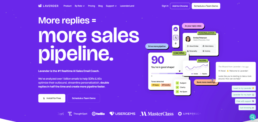 Página inicial do site Lavender