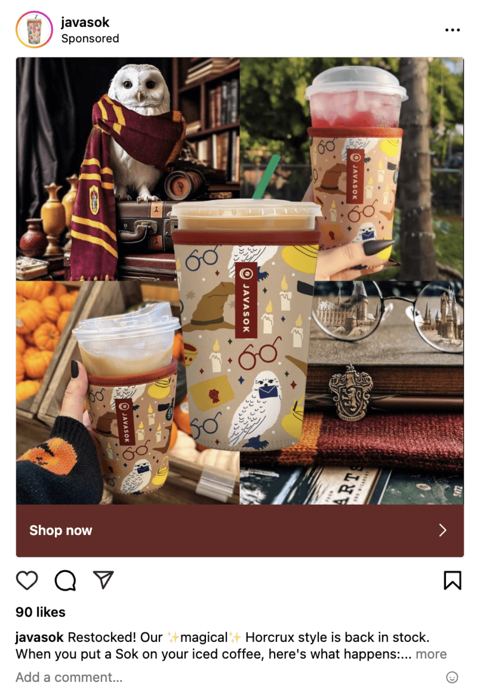 Java Sok Harry Potter Coleção Instagram anúncio do Instagram