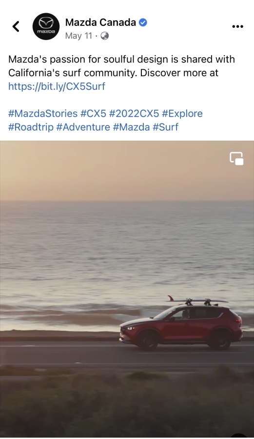 Postagem de mídia social orgânica no Facebook