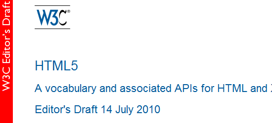 Especificações HTML5 W3C (rascunho do editor)