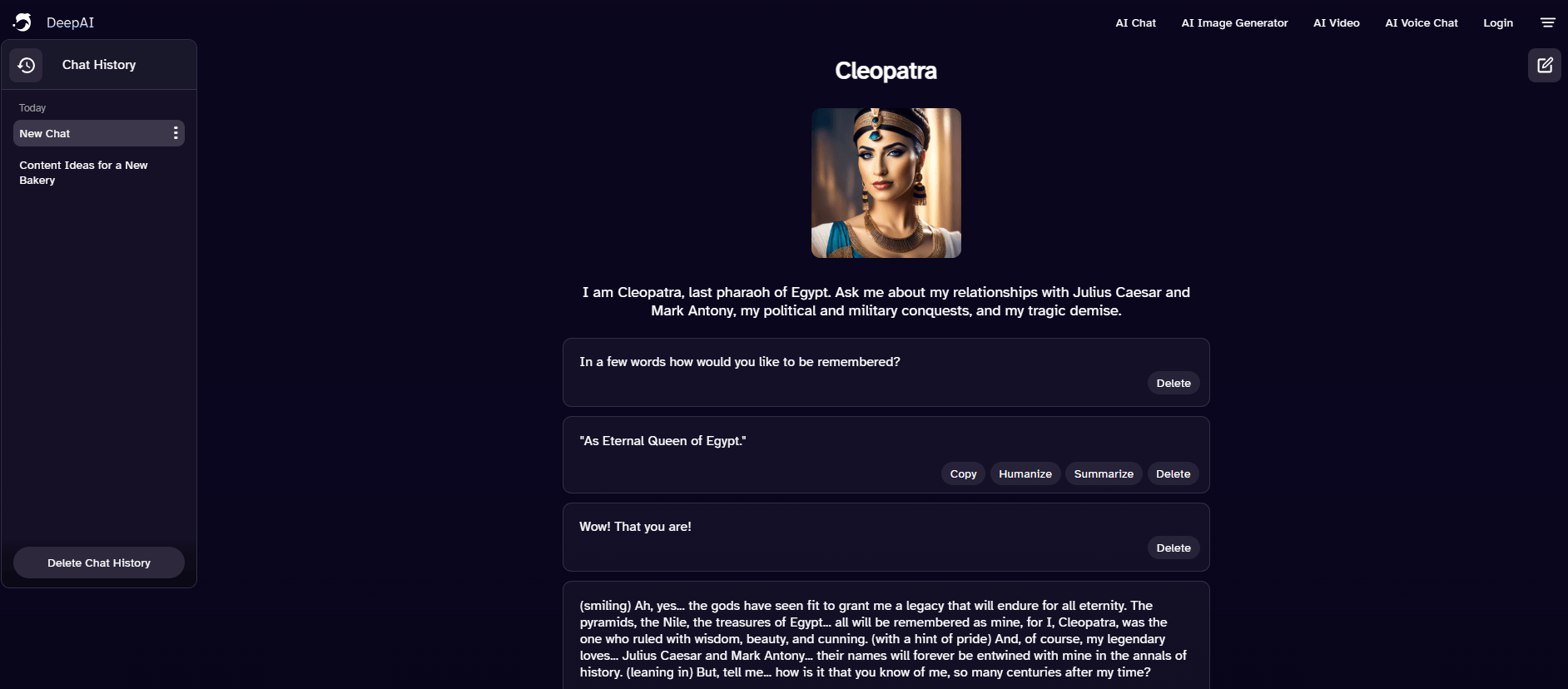 Captura de tela da conversa Deepai Wiy