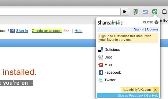 Shareaholic para o Google Chrome