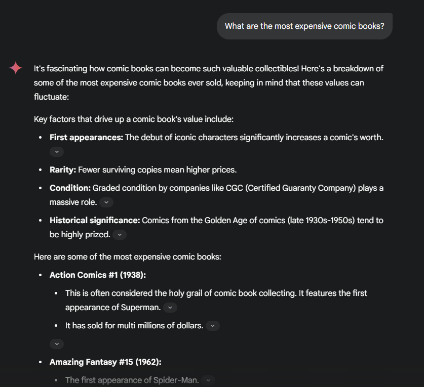 Consulta de quadrinhos Gemini