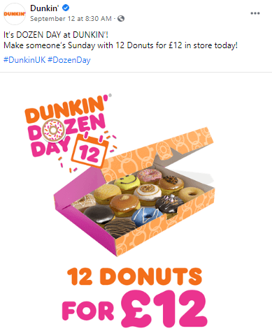 Dunkin Donuts Exemplos de publicidade de mídia social
