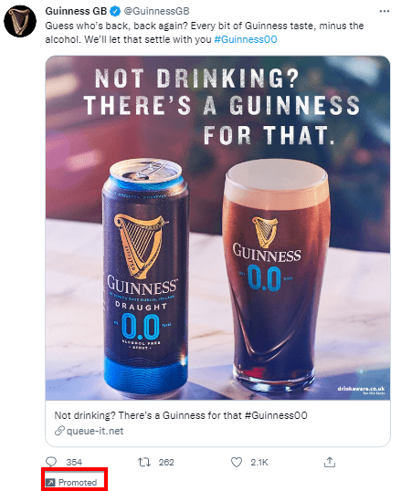 Exemplos de publicidade de mídia social do Guinness