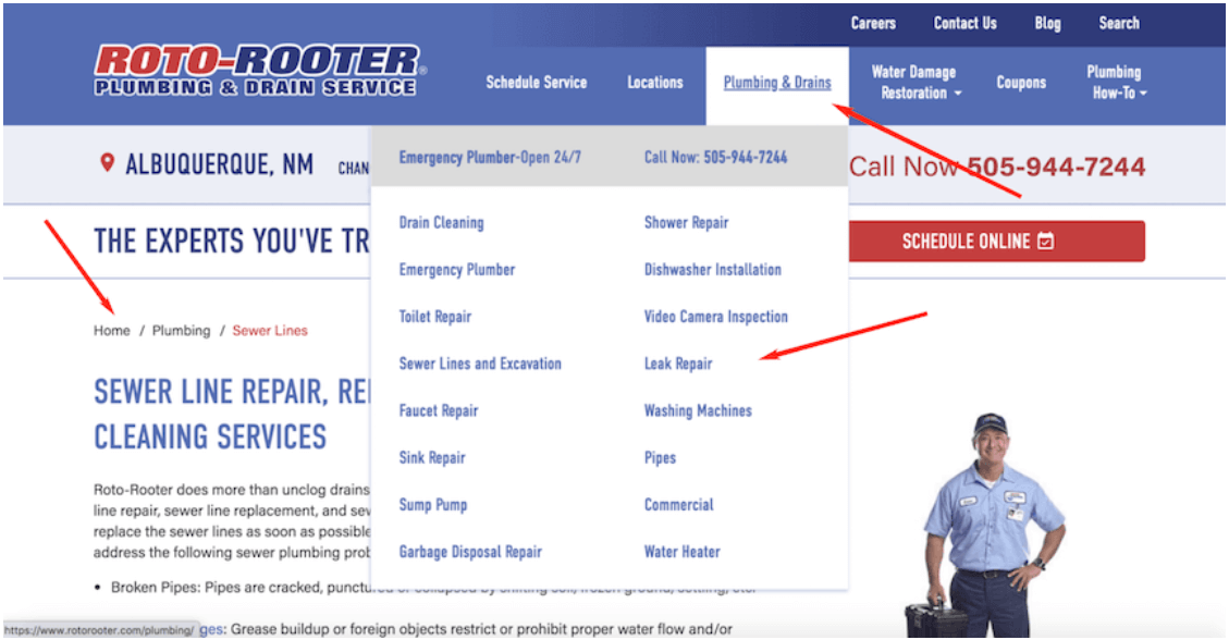 Sr. Rooter Site Página inicial