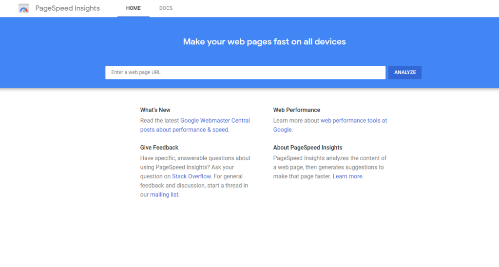 PagesPeed Insights Screenshot