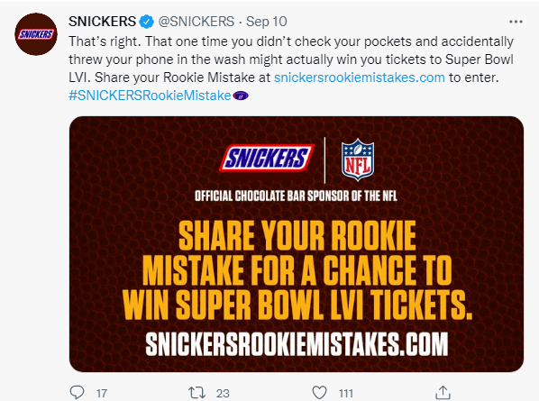 Exemplos de campanha de mídia social de Snickers