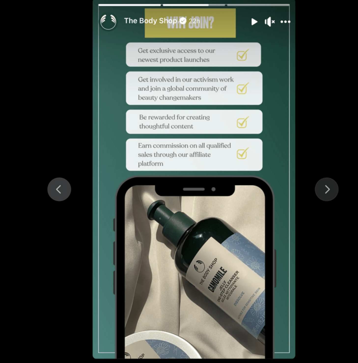 Exemplo de história do Facebook