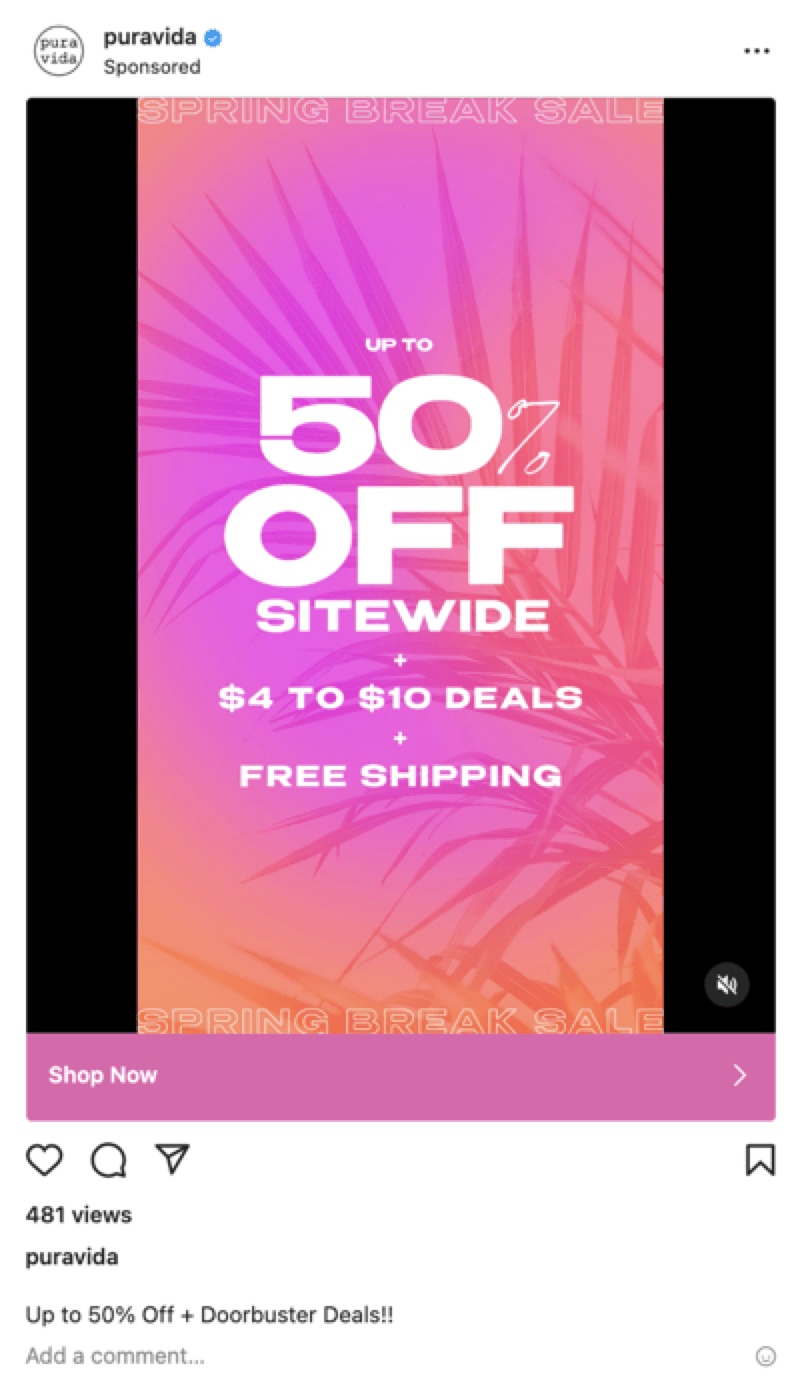 Anúncio do Instagram