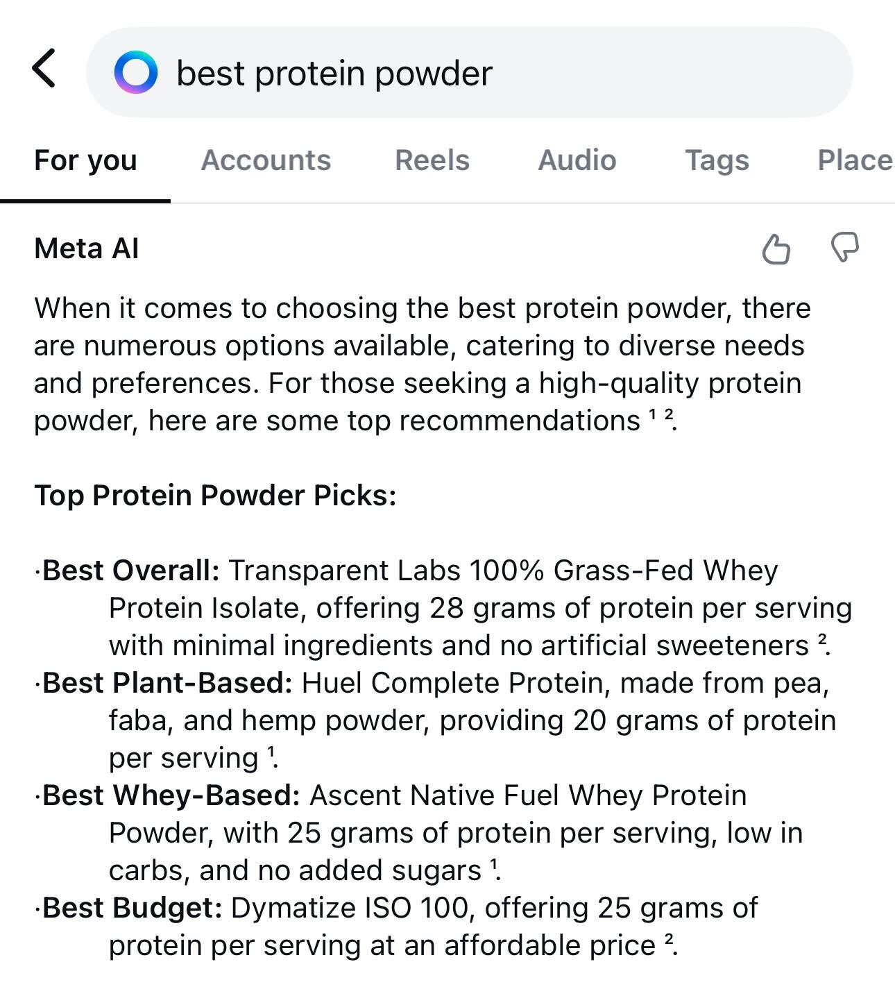 Exemplos de pesquisa do Instagram 