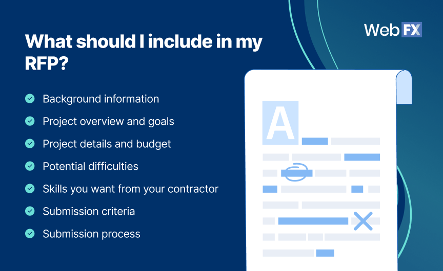 Lista de verificação de itens a serem incluídos em uma RFP