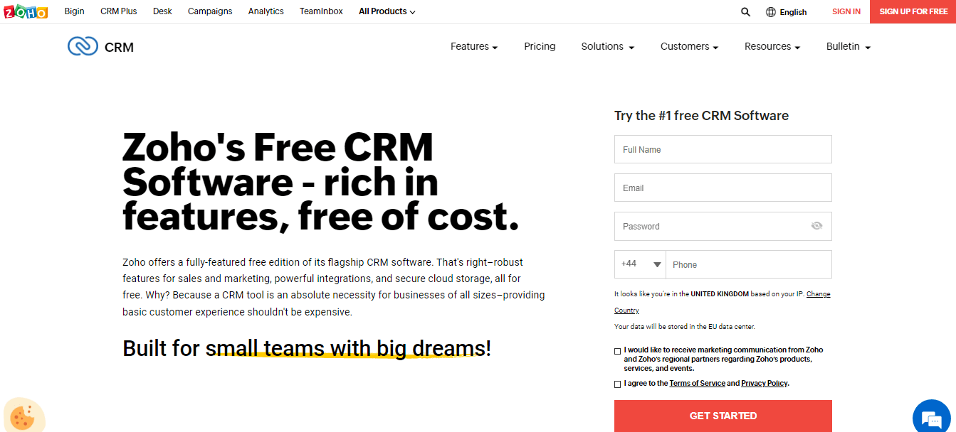 Zoho CRM para encanadores