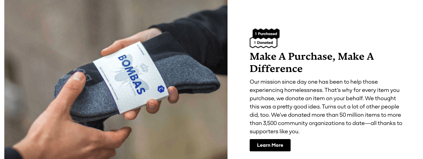 Bombas Socks vendendo pontos sobre a qualidade das meias