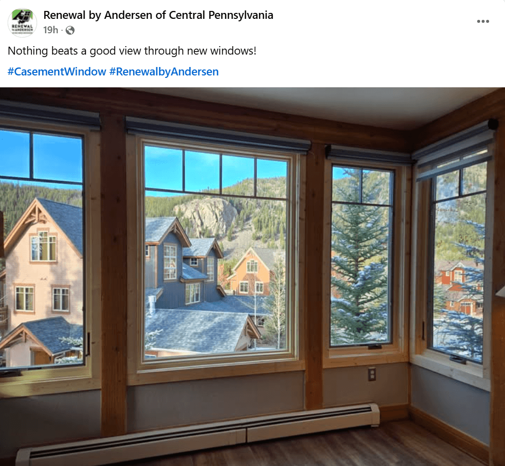 Postagem de mídia social de uma empresa de janelas e portas