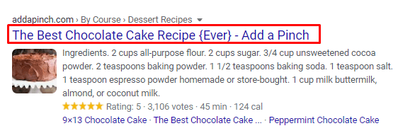 Bolo de tag title de SEO