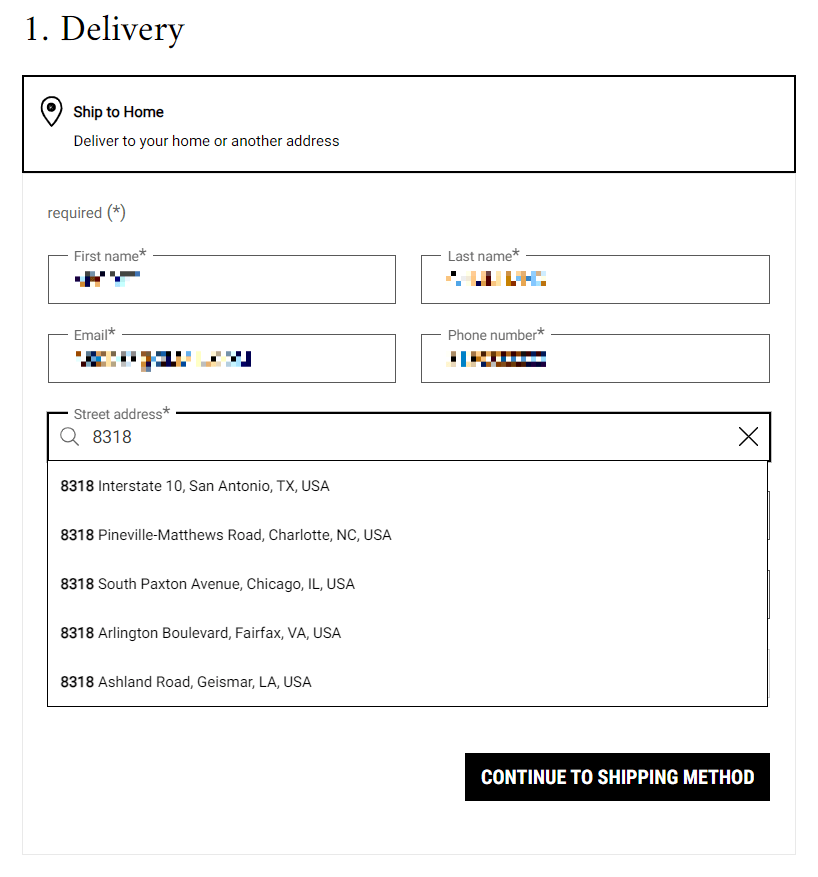 preenchimento automático no processo de checkout