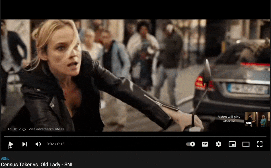 Anúncio do YouTube promovendo um vídeo chegando aos cinemas